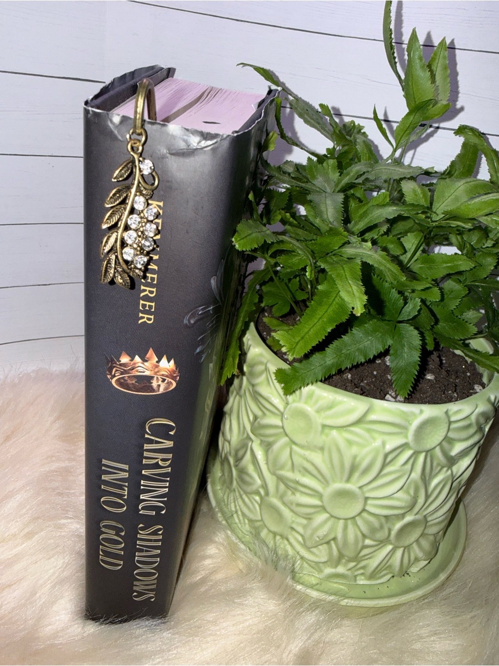 Gold Leaf and Crystal Bookmark